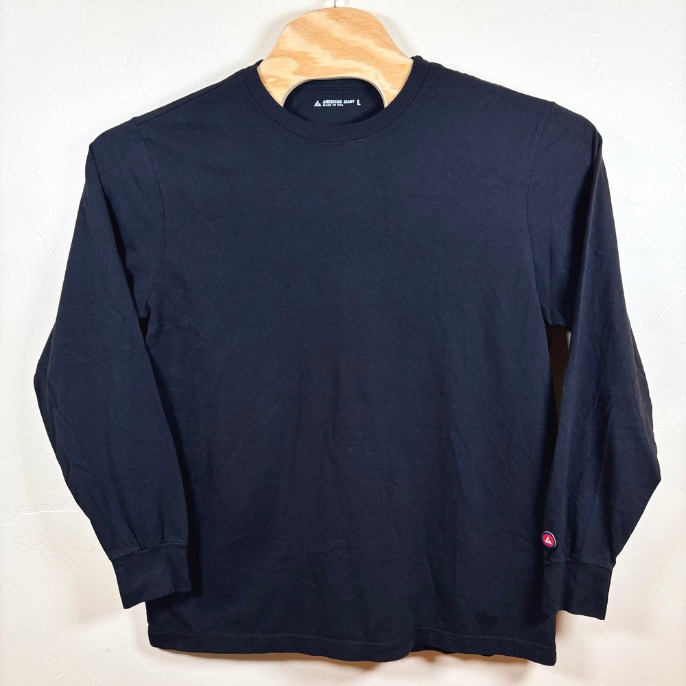 American Giant Men's Vintage Crew L/S Tee Large Black Casual Classic USA NWOT